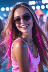 Mèches Glitter Rose / Perruque 3 Mèches Paillettes Rose / La Maison Du Déguisement