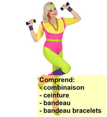 Déguisement Aérobic Années 80 Adulte / Costume Jogging Prof d'Aérobique Année 80 Fluo / La Maison Du Déguisement