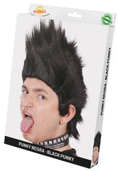 Perruque punk noir / Perruque Crâne Punk crête noir / La Maison Du Déguisement