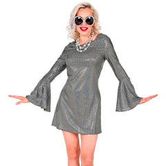 Déguisement Robe Années 70s Disco Fever Argent / Costume Robe Disco Argent / La Maison Du Déguisement