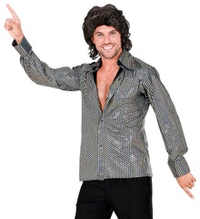 Location Chemise Disco Paillettes Argent Adulte / Location Costume Chemise Années 70,80 Disco Style / La Maison Du Déguisement