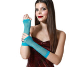Gants Mitaines En Résille Mi-longs Bleu / Mitaines Longues Filet Bleu / La Maison Du Déguisement