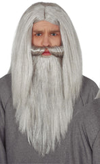 Perruque Mage, Magicien, Merlin avec Barbe Gris / Perruque Druide avec Barbe Gris / La maison du Déguisement