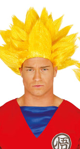 Perruque guerrier Jaune / Perruque Manga Jaune / La Maison Du Déguisement