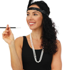 Collier Perles Blanc Années 30 / Collier Blanc Charleston / Collier Belle époque Blanc / Sautoir Fausses Perles Blanc Nacré / La maison Du Déguisement