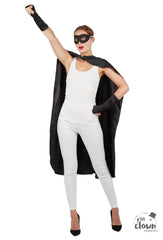 Set Cape Super Héros Noir Femme / Kit Cape Super-Héros Noir Femme / La Maison du Déguisement