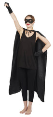 Set Cape Super Héros Noir Femme / Kit Cape Super-Héros Noir Femme / La Maison du Déguisement