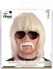 Perruque Biker Avec Moustache Blond / La Maison du Déguisement