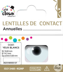 Lentilles fantaisie Annuelles UV Blanc / Lentilles Oeil UV Blanc Annuelles / La Maison Du Déguisement