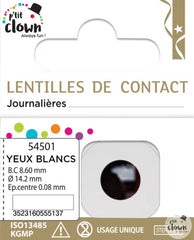 Lentilles fantaisie journalière Blanc / Paire lentilles de semaine Infected / Lentilles Oeil Blanc Journalière / La Maison Du Déguisement