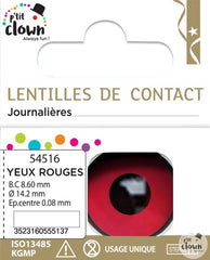 Lentilles fantaisie journalière Manson Rouge / Lentilles Oeil Manson Rouge Journalière / La Maison Du Déguisement