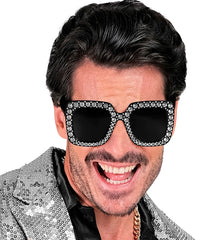 Lunettes Party Bling bling Noir / Lunettes Disco Strass Noir / Lunettes Party paillettes Noir / La Maison du Déguisement