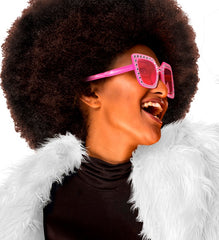 Lunettes Party Bling bling Rose / Lunettes Disco Strass Rose / Lunettes Party paillettes Rose / La Maison du Déguisement