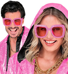 Lunettes Party Bling bling Rose / Lunettes Disco Strass Rose / Lunettes Party paillettes Rose / La Maison du Déguisement