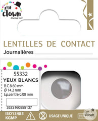 Lentilles fantaisie journalière opaque Blanc / Lentilles Oeil opaque Blanc Journalière / La Maison Du Déguisement