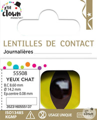 Lentilles fantaisie journalière Chat jaune / Lentilles Oeil Chat jaune Journalière / La Maison Du Déguisement