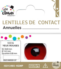 Lentilles fantaisie Annuelles Manson Rouge / Lentilles Oeil Manson Rouge Annuelles / La Maison Du Déguisement