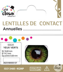Lentilles fantaisie Annuelles Iris Vert / Lentilles Annuelles Iris Vert / La Maison Du Déguisement