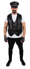 Gilet Biker en simili cuir / Gilet sans manche rockeur noir / La Maison Du Déguisement