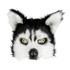 Masque Demi-Visage Chien Husky en Peluche / Demi Masque Husky de Sibérie / Masque Loup garou / La Maison du Déguisement
