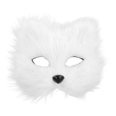 Masque Demi-Visage peluche Chat Blanc / Masque Chat Blanc / Masque de Chat Blanc avec Fourrure / La Maison Du Déguisement