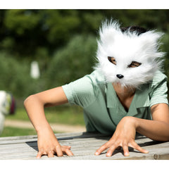 Masque Demi-Visage peluche Chat Blanc / Masque Chat Blanc / Masque de Chat Blanc avec Fourrure / La Maison Du Déguisement