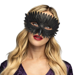 Masque Corbeau Noir / Demi Masque Noir avec Plumes Simili Cuir / Loup Corbeau Noir / La Maison Du Déguisement