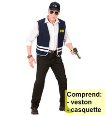 Déguisement Kit De Police FBI / Costume Set FBI / Agent Gilet et casquette FBI / la Maison Du Déguisement