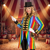Location Déguisement Manteau Parade Arc-en-ciel / Location Costume Queue de pie Arc-en-ciel / Location Costume Frac Multicolores Luxe / La Maison Du Déguisement