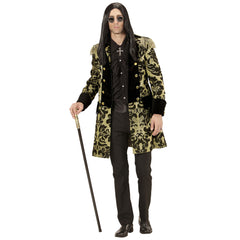 Location Déguisement Manteau Parade Jacquard Dorée / Location Costume Queue de pie Or / Location Costume Frac Or Luxe / La Maison Du Déguisement