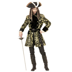 Location Déguisement Manteau Parade Jacquard Dorée / Location Costume Queue de pie Or / Location Costume Frac Or Luxe / La Maison Du Déguisement