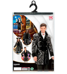 Déguisement Manteau Parade Jacquard Argent / Costume Queue De Pie Argente / Costume Frac Argent Luxe / La Maison Du Déguisement