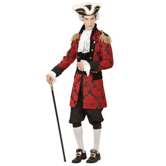 Location Déguisement Manteau Parade Jacquard Rouge / Location Costume Queue de pie Marquis Rouge / Location Costume Frac Rouge Luxe / La Maison Du Déguisement