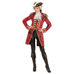 Location Déguisement Manteau Parade Jacquard Rouge / Location Costume Queue de pie Rouge / Location Costume Frac Rouge Luxe / La Maison Du Déguisement