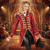 Location Déguisement Manteau Parade Jacquard Rouge / Location Costume Queue de pie Marquise Rouge / Location Costume Frac Rouge Luxe / La Maison Du Déguisement