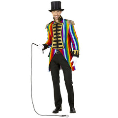 Location Déguisement Manteau Parade Arc-en-ciel / Location Costume Queue de pie Arc-en-ciel / Location Costume Frac Multicolores Luxe / La Maison Du Déguisement