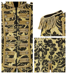 Déguisement Manteau Parade Jacquard Dorée / Costume Queue de pie Marquis OR / Costume Frac Doré Luxe / La Maison Du Déguisement
