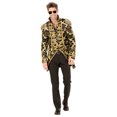 Location Déguisement Manteau Parade Jacquard Dorée / Location Costume Queue de pie OR / Location Costume Frac Doré Luxe / La Maison Du Déguisement