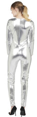 Déguisement Combinaison Argente Femme / Costume Combinaison Moulante Métallisée Argent / La Maison du Déguisement