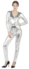 Déguisement Combinaison Argente Femme / Costume Combinaison Moulante Métallisée Argent / La Maison du Déguisement