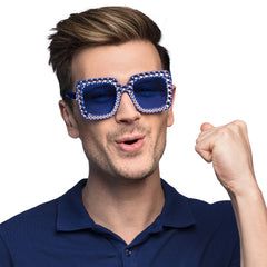 Lunettes Party Bling bling Bleu / Lunettes Disco Strass Bleu / Lunettes Party paillettes Bleu / La Maison du Déguisement