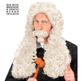 Perruque Roi Blanc Avec Moustache et Bouc / Perruque Juge Avec Moustache et Bouc / Perruque Roi Louis XIV Avec Moustache et Bouc / La Maison Du Déguisement