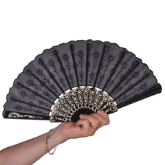 Eventail Dentelle Noir / Éventail Brodé Noir / La Maison Du Déguisement