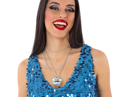 Collier Boule Disco Argent / Collier Pendentif Boule Disco Argent / La Maison Du Déguisement