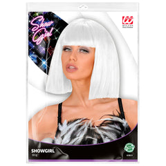 Perruque Show girl Blanc / Perruque Cabaret Blanc / Perruque Carré Mi-long Blanc / La Maison du Déguisement