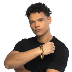 Bracelet Gourmette Or / Bracelet Pimp Dorée / Bracelet Bling Bling Or / La Maison Du Déguisement