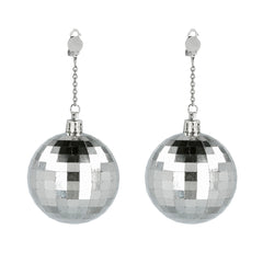 Boucles d'Oreilles Disco Fever Argent / Paire pendants d'oreille Disco fever / La Maison Du Déguisement