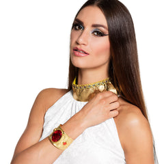 Bracelet Romain Rouge / Bracelet Egyptien Rouge / Bracelet En Métal Doré / La Maison du Déguisement