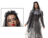 Voile De Mariée Noir / Serre tête Voile Mariée Gothique Noir / Voile Noir Halloween Avec Tête De Mort / La Maison Du Déguisement