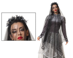 Voile De Mariée Noir / Serre tête Voile Mariée Gothique Noir / Voile Noir Halloween Avec Tête De Mort / La Maison Du Déguisement